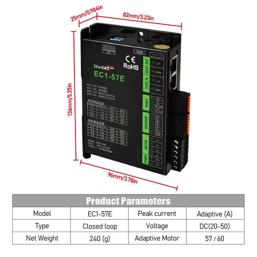 HLTNC EC1-57 Series EtherCAT Stepper Driver Open Closed Loop Supports