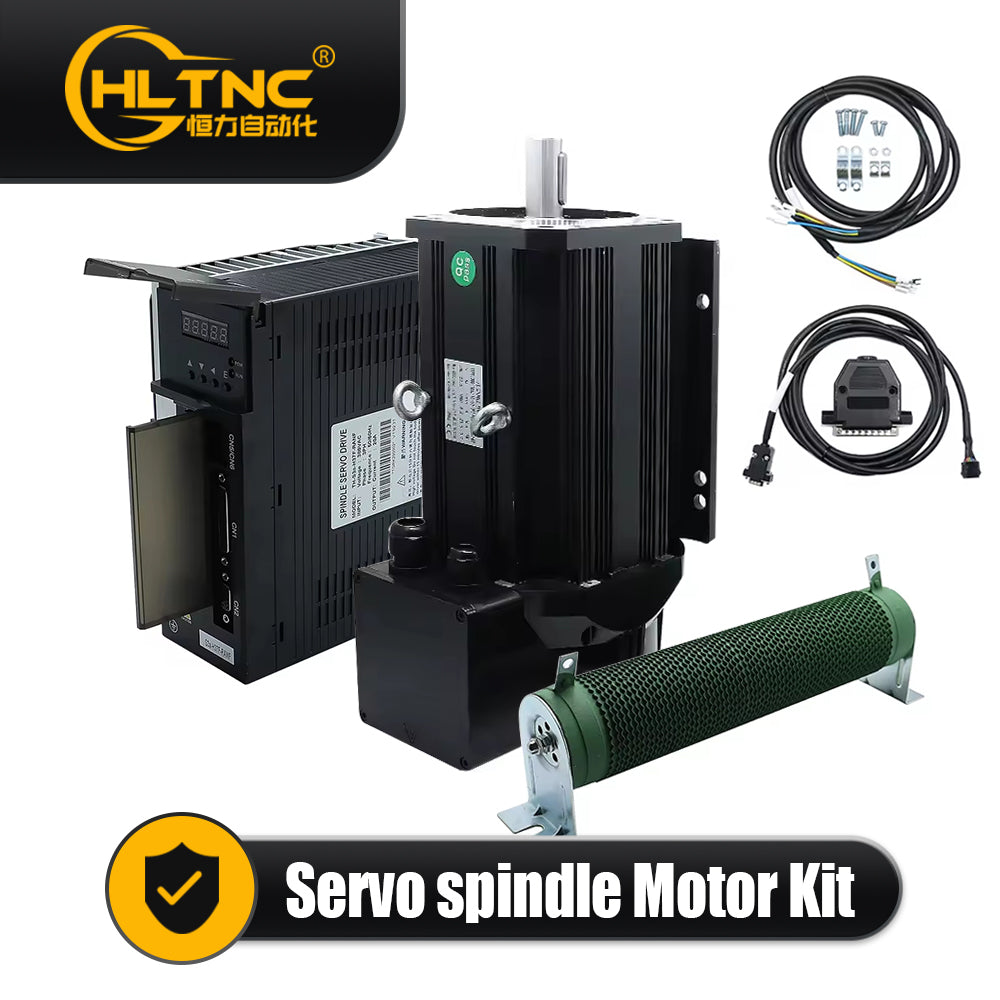 HLTNC 3.7Kw 5.5KW 7.5kw Servo Spindle Motor 23.5Nm 35Nm 48Nm AC 380V Large Torque 6000Rpm 8000Rpm RS485 Kit With Driver For Sorting CNC lathe