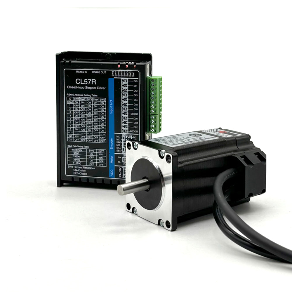 HLTNC Nema23 Close Loop Stepper Motor & CL57R Driver DC 24V-48V With RS485 Communication Support Modbus RTU protocol For CNC Router