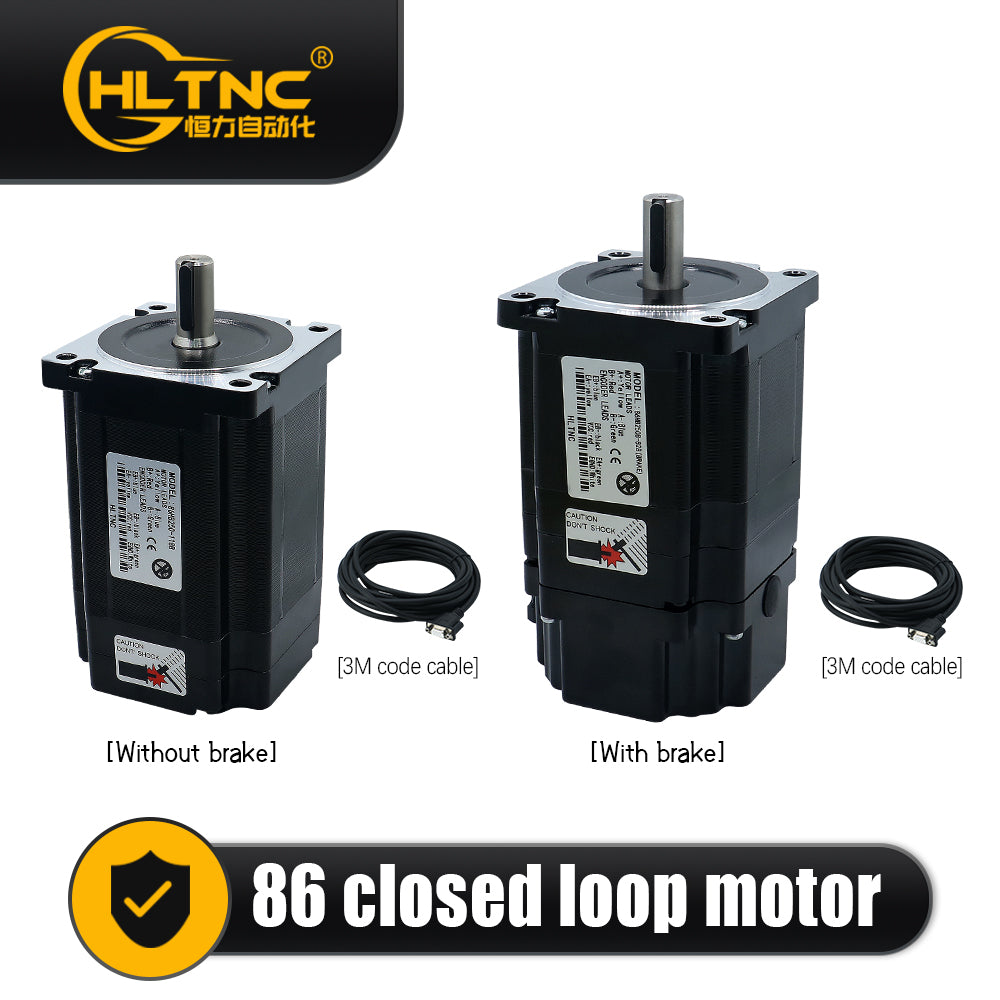 HLTNC Nema34 Close Loop Stepper Motor 86HB250-82B 118B 152B With 3M Encoder Cable 4.5/8/12N.m 643/1143/1714ozin For CNC Router