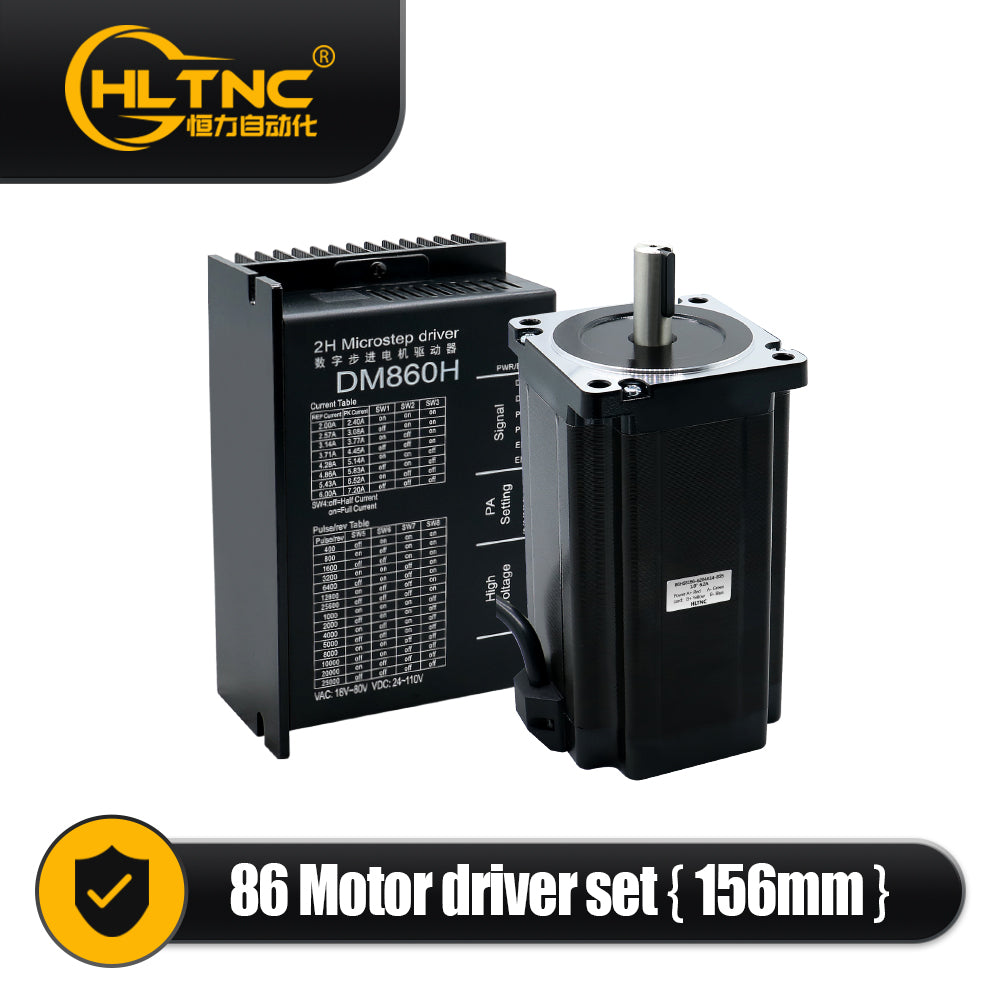 HLTNC Nema34 Stepper Motor Open Loop or Close Loop DC Engines 12Nm with Driver DM860H / HBS86H +3M Encoder Cables For CNC Router