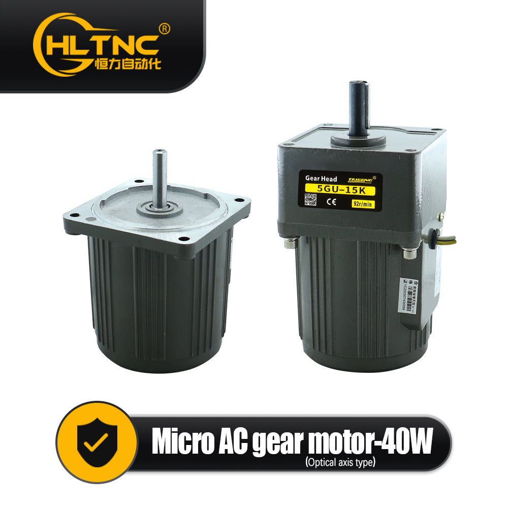HLTNC 40W Micro AC Motor 110v 220v Single Phase Asynchronous Motor Gear Motor 12mm Motor Shaft 6RPM-1400RPM 50/60hz For Packaging