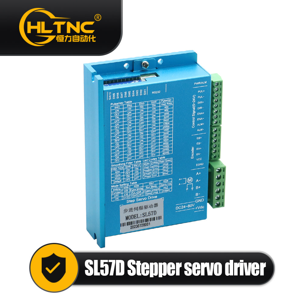 HLTNC SL57D Stepper Motor Drive 0-200kHz DC24-80V 51200ppr 6A Suit for Nema23 Nema24 Stepper Motor