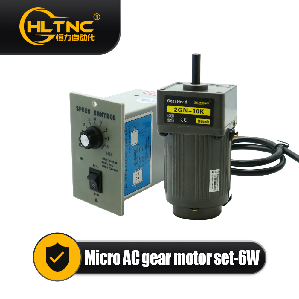 HLTNC 6W Micro AC Motor 110v 220v Single Phase Asynchronous Motor Gear Motor 8mm Motor Shaft+ Speed Controller 5RPM-1350RPM 50/60hz