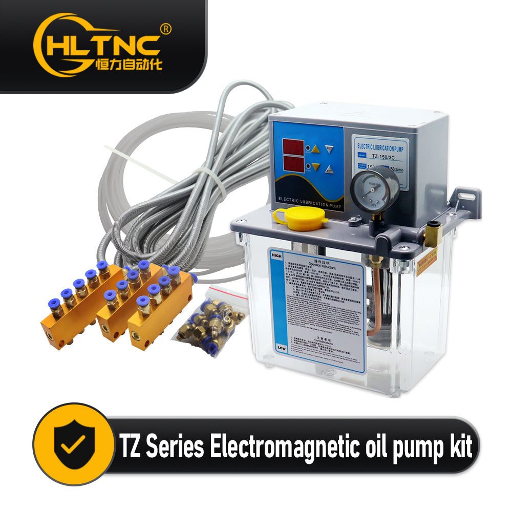 HLTNC 2L 3L 4L Lubricant Pump Automatic Lubricating Oil Pump with Pressure Gauge Semi Automatic or PLC control For CNC Lathe