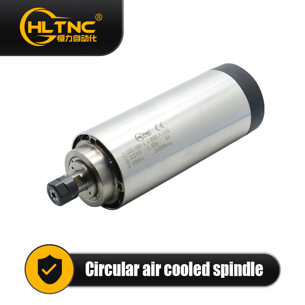 HLTNC GDZ-65-1.5 Round Air Cooled Spindle 1.5KW 110V 220V 5A 24000RPM 400Hz Diameter 65mm For Engraving Machine CNC Part