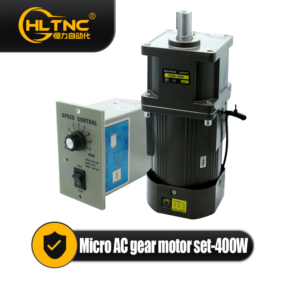 HLTNC 400W Micro AC Motor 110v 220v Single Phase Asynchronous Motor Gear Motor 22mm Motor Shaft+ Speed Controller 5RPM-1350RPM 50/60hz