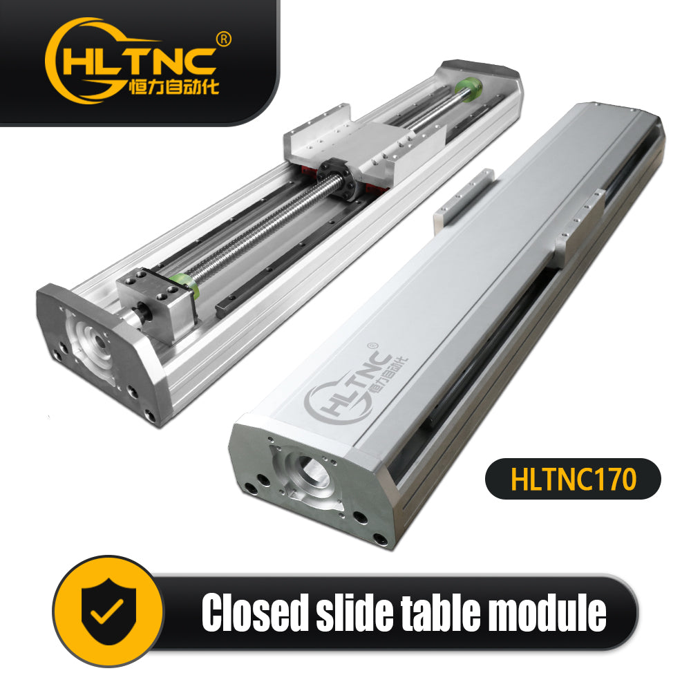 HLTNC 170 Semi Enclosed Fully Enclosed Module Sliding Table Effective Moving Length 150 to 500 + HGR15 Guide Rail + 2010 Screw Nema24 Nema32 60 80 Motor