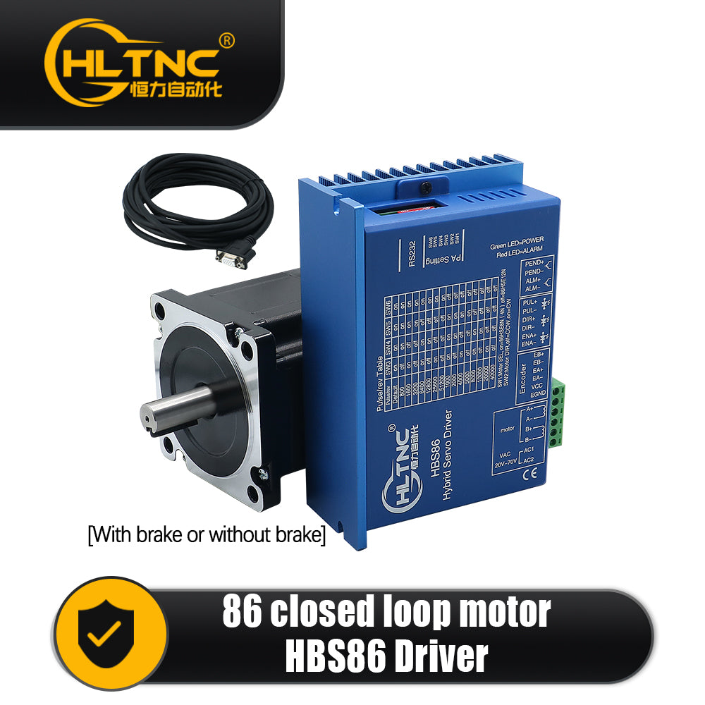 HLTNC Nema34 Close Loop Stepper Motor 86HB250-82/118/152B & HBS86 Drive &3M Encoder Cable 4.5/8/12N.m 643/1143/1714Ozin For CNC Router