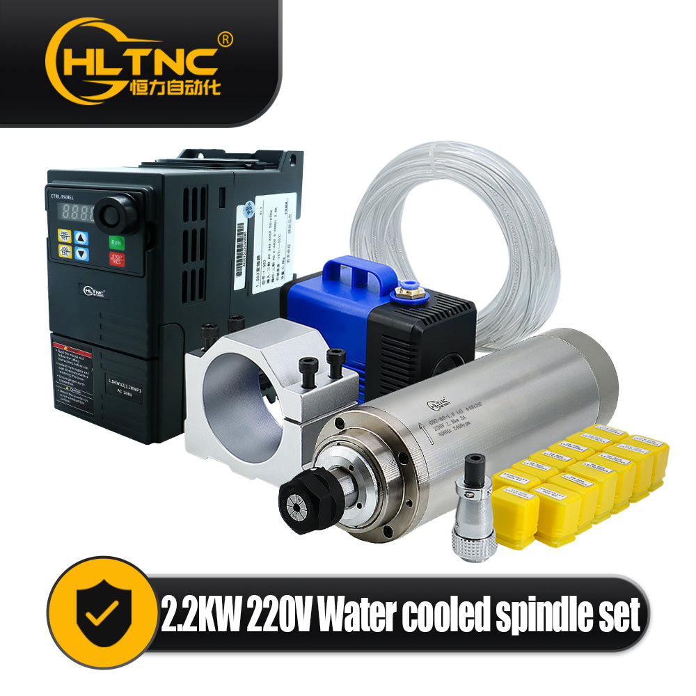 HLTNC 2200W 2.2KW 220V AC ER20 Water Cooling Spindle Motor Kit With HS320 3Ph 400Hz Output Inverte VFD For CNC Engraver Router