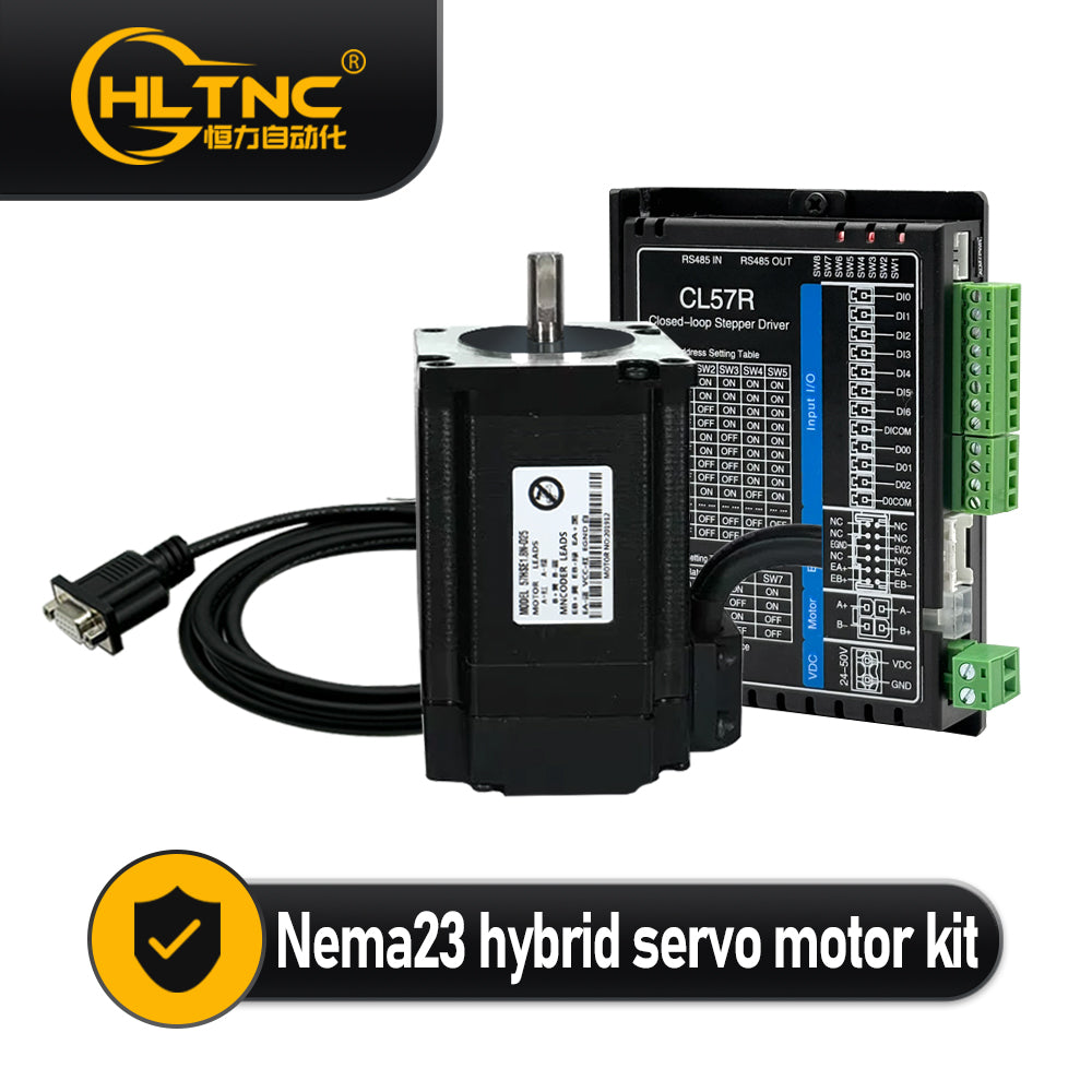 HLTNC Nema23 Close Loop Stepper Motor & CL57R Driver DC 24V-48V With RS485 Communication Support Modbus RTU protocol For CNC Router