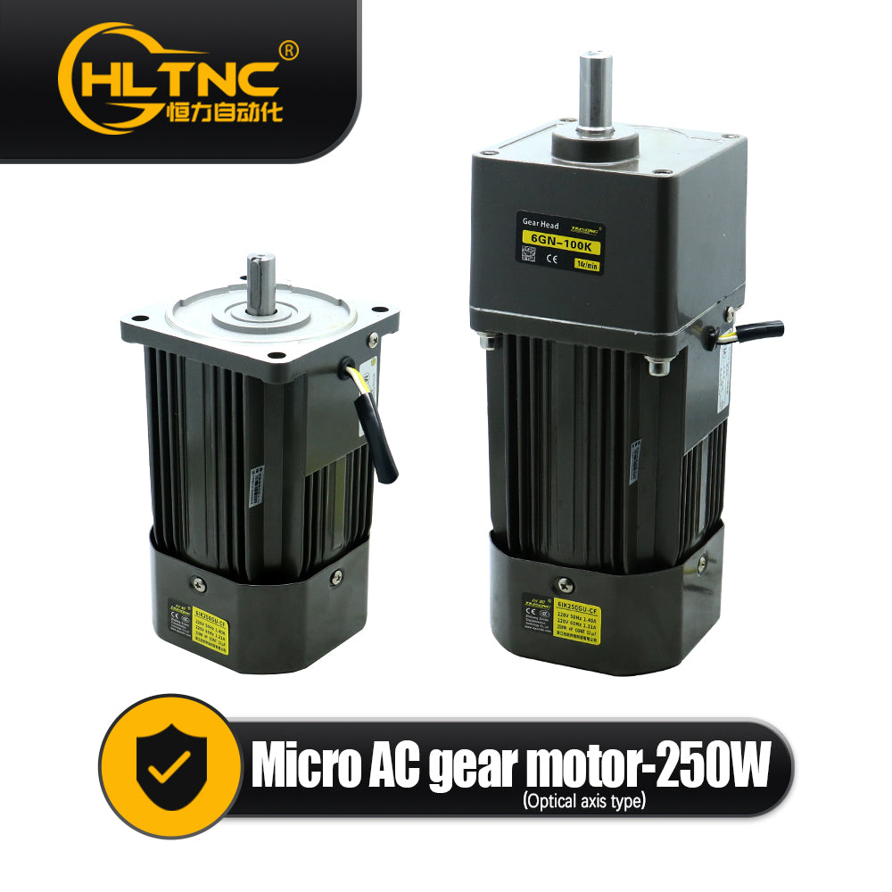 HLTNC 250W Micro AC Motor 110v 220v Single Phase Asynchronous Motor Gear Motor 15mm Motor Shaft 5-1400RPM 50/60hz For Packing Machine