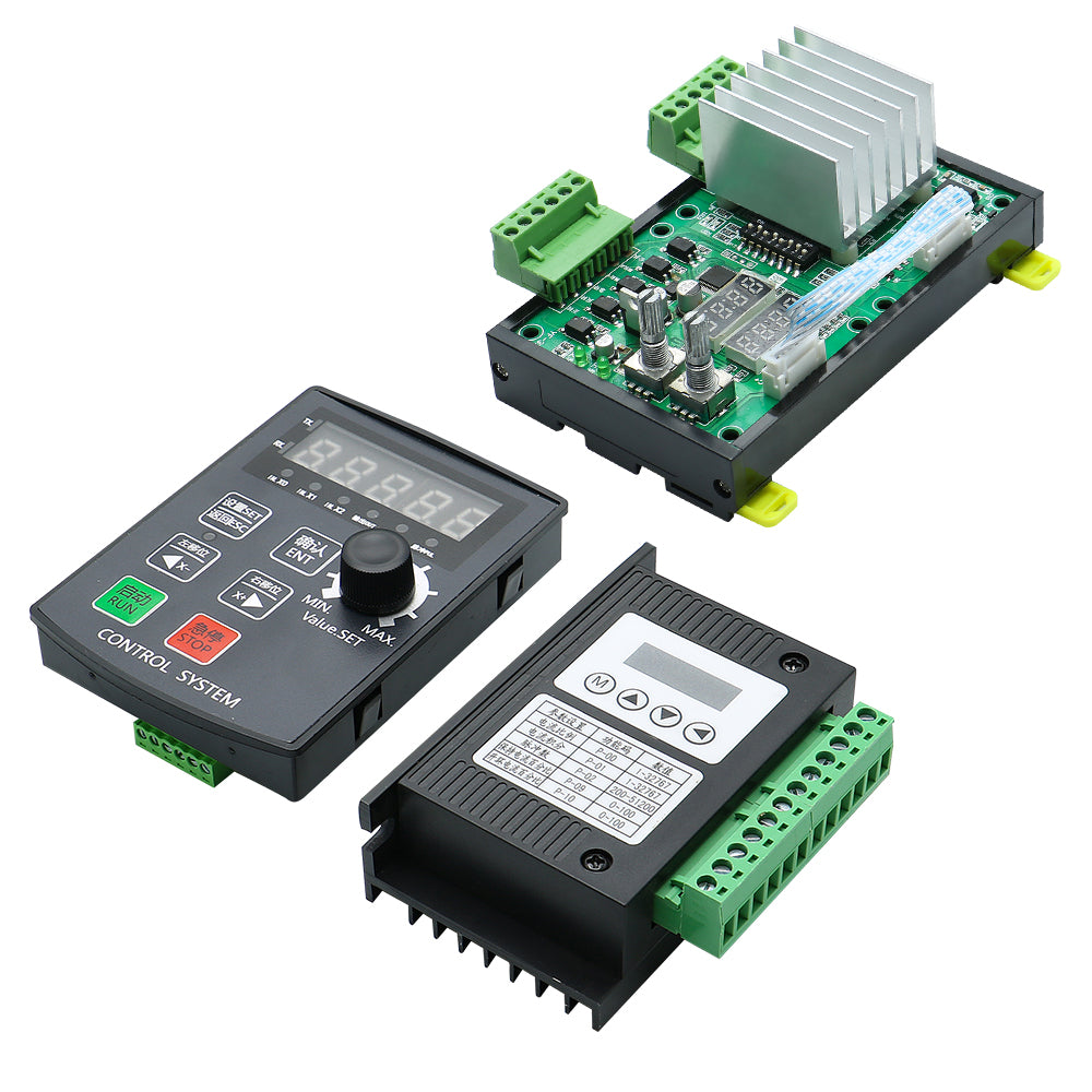 HLTNC YF-31 Control Board Driver Integrated Speed Regulation Remote Control 3A Single Axis Forward And Reverse Delay Cycle Limit 4257 Programmable + Stepper Servo Motor HF020 Pulse Controller + DM542L Drive