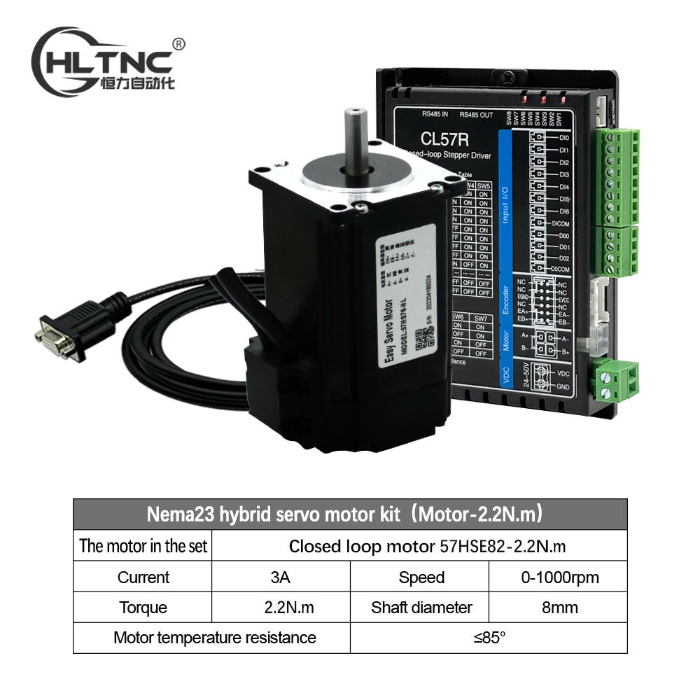 HLTNC Nema23 Close Loop Stepper Motor & CL57R Driver DC 24V-48V With RS485 Communication Support Modbus RTU protocol For CNC Router