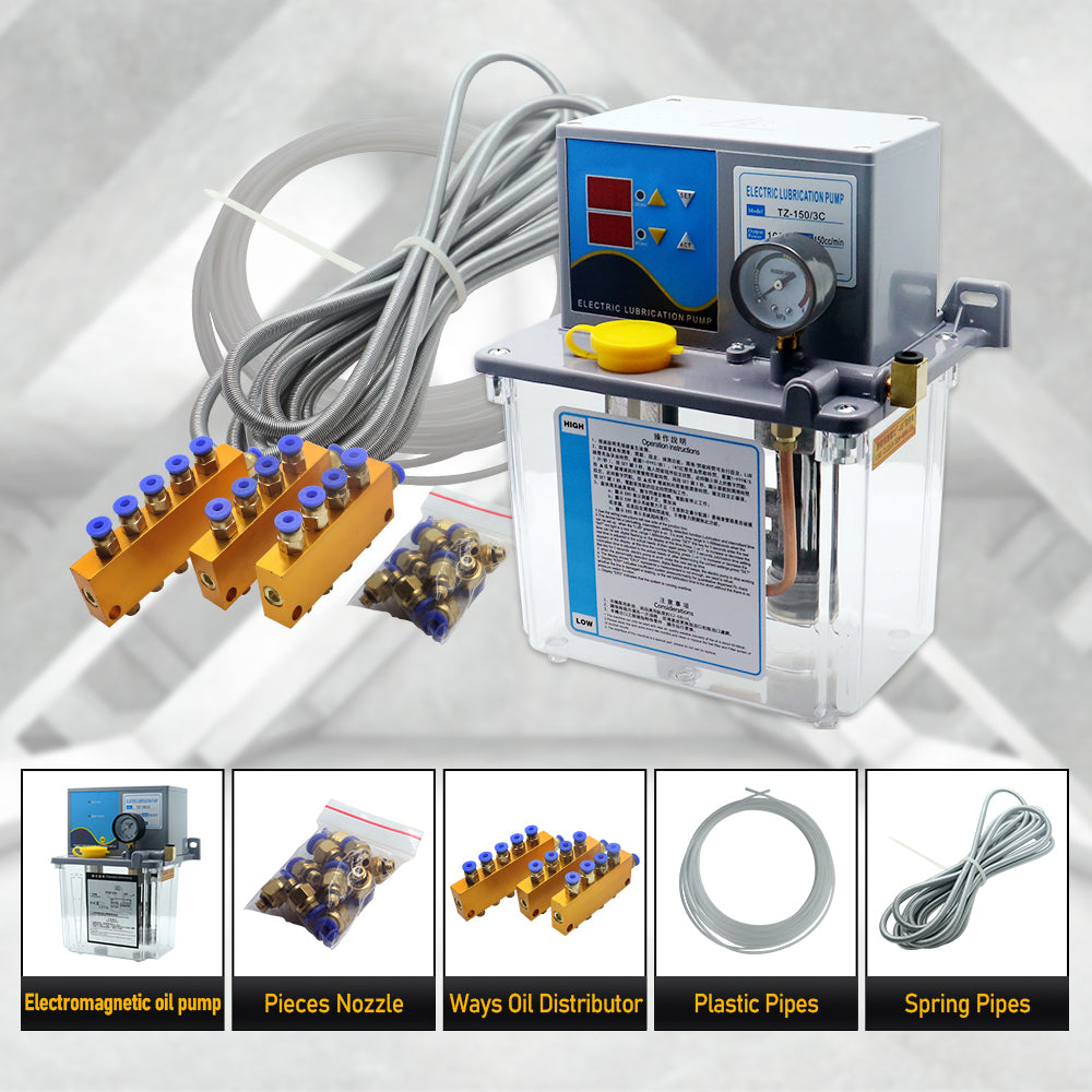 HLTNC 2L 3L 4L Lubricant Pump Automatic Lubricating Oil Pump with Pressure Gauge Semi Automatic or PLC control For CNC Lathe