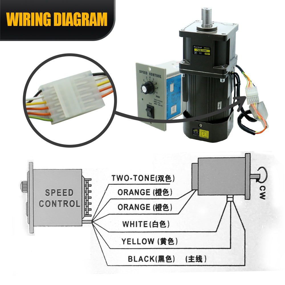 HLTNC 400W Micro AC Motor 110v 220v Single Phase Asynchronous Motor Gear Motor 22mm Motor Shaft+ Speed Controller 5RPM-1350RPM 50/60hz