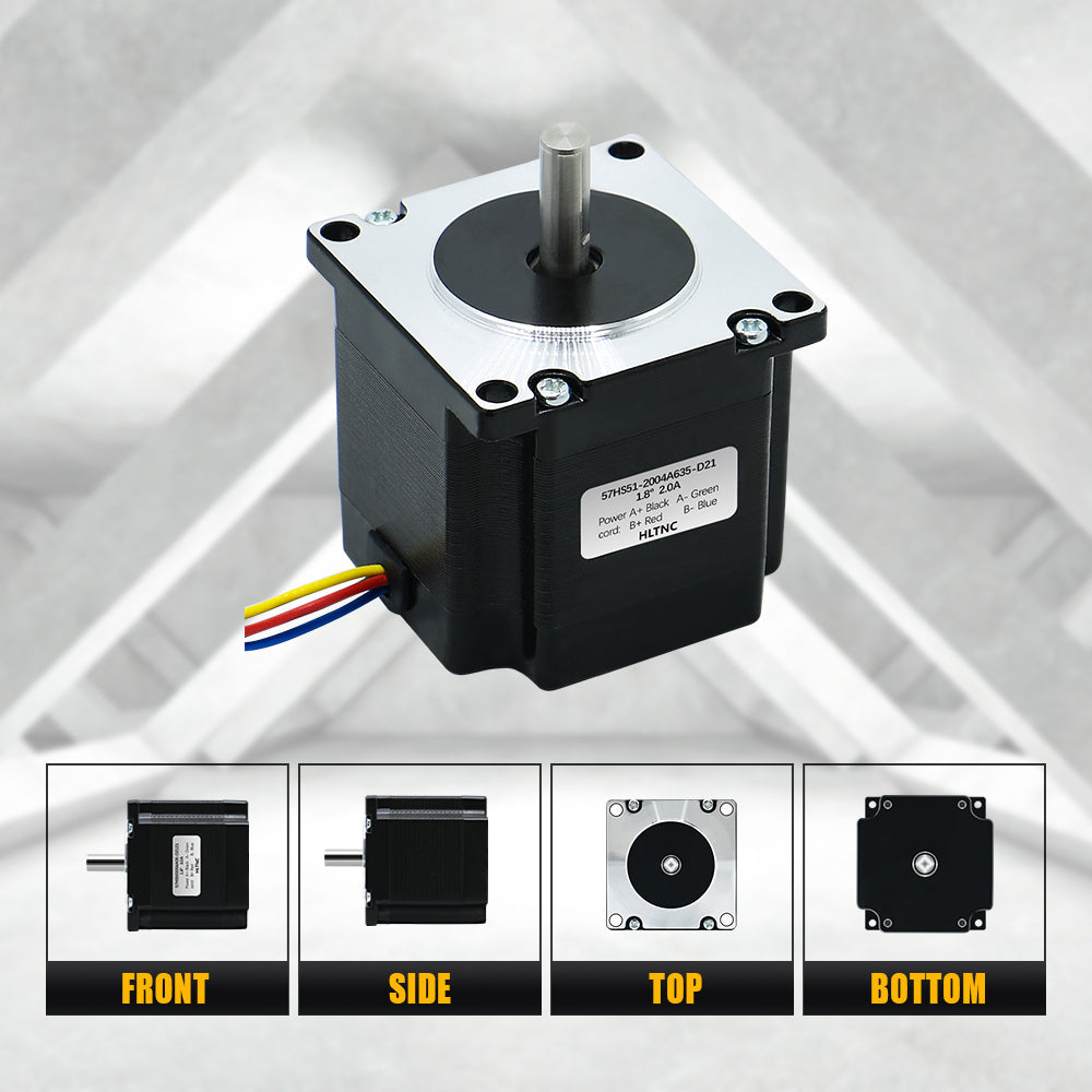 HLTNC Nema 23 Stepper Motor 1.1N.m 57HS51mm 157ozin Single Axis 6.35mm Current 2.0A For CNC Router 3D Printer