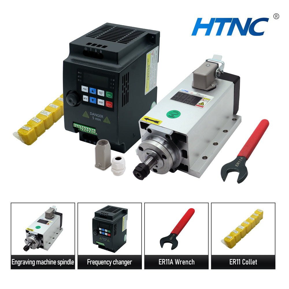 HLTNC New Arrival 1.5KW CNC Spindle Motor 110v / 220v ER11 Spindle 24000RPM +1500w VFD 50/60hz + ER11A wrench + 9pcs ER11 Collet