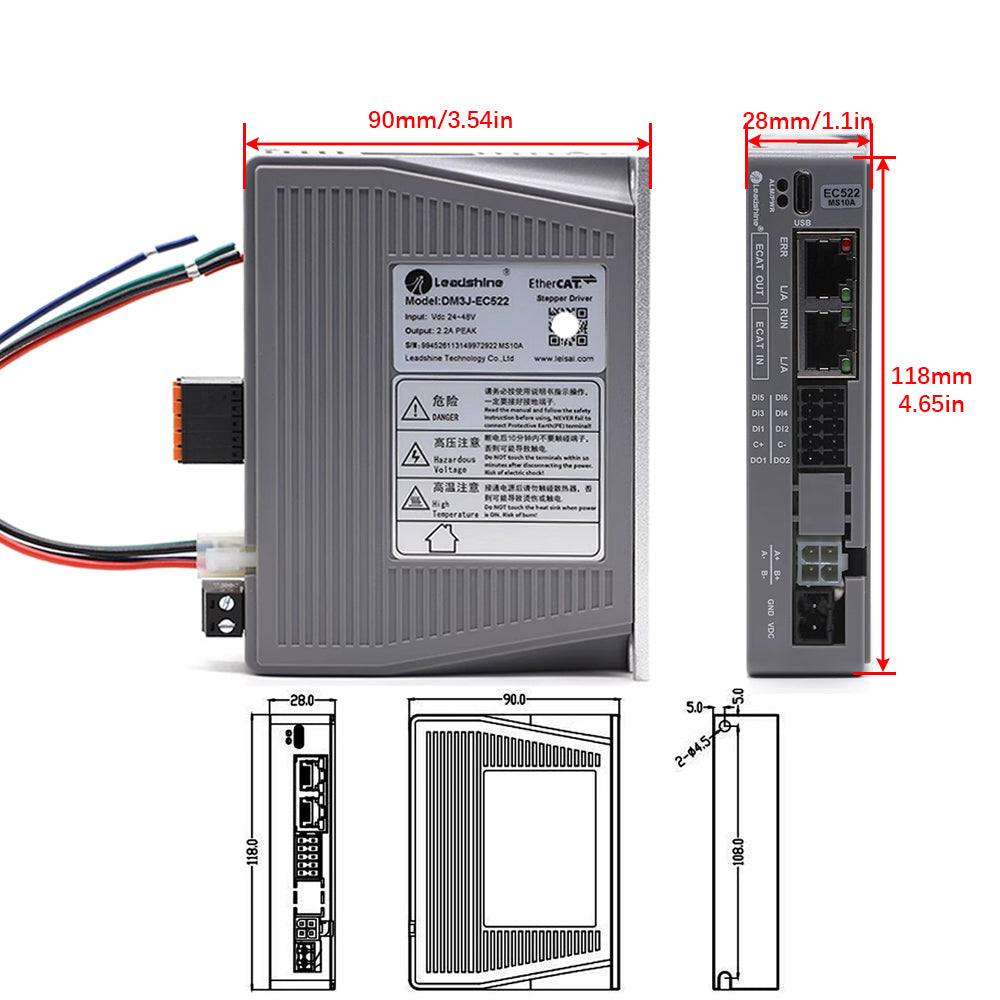 Leadshine DM3J Series EtherCAT Bus Stepper Driver EC522 EC556 EC570 EC882 20V To 50V 80V 2.2A 5.6A 7A 8.2A DC Suit For 42 57 60 Stepper Motor