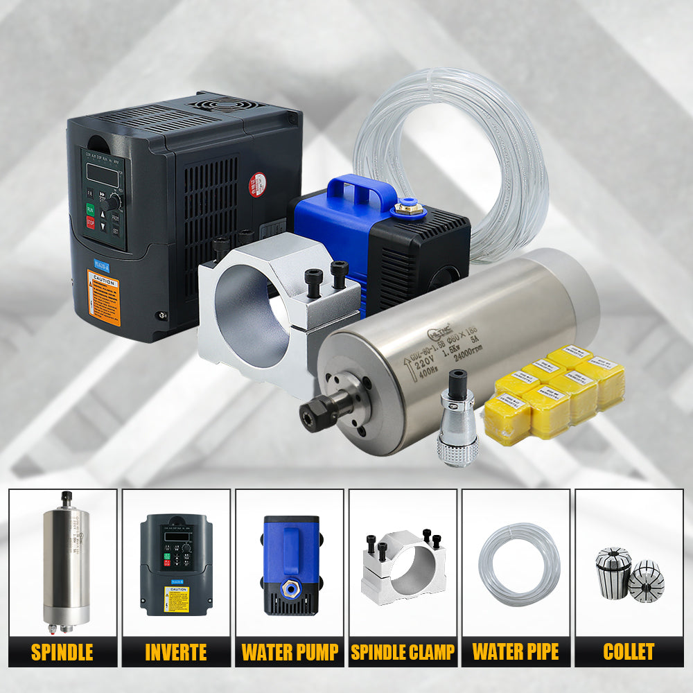 HLTNC Sales Water Cooling Spindle Motor Kit 1.5kw 1500w Round Spindle 24000RPM + VFD Inverter With RS485 + 7 pcs ER11 For CNC Milling