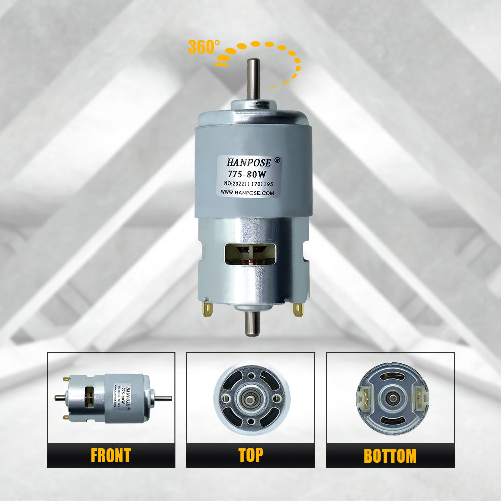 HLTNC Brushed DC Motor 775/795/895 80-360W Double Ball Bearing 4000-12000RPM DC12-24 Universal 0.2-0.98N.m