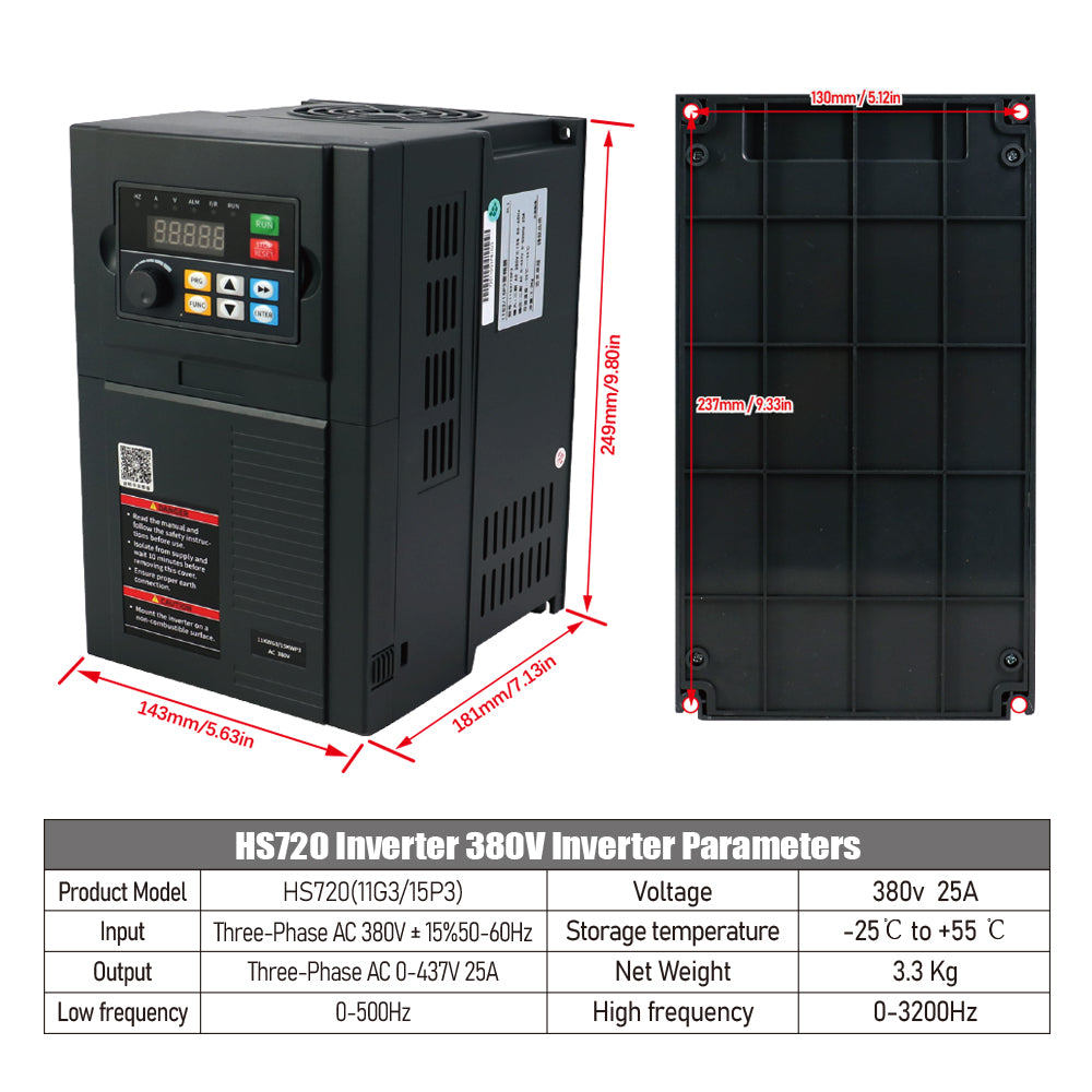 HLTNC HS720 VFD Inverter 1PH 3PH Single Phase Three Phase AC 220V 380V 500HZ 3200hz 0.75kw 1.5kw 2.2kw 4kw 5.5kw Dual Screen Frequency Converter
