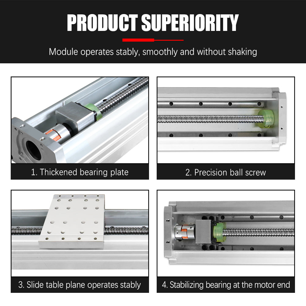 HLTNC 140 Semi Enclosed Fully Enclosed Module Sliding Table Effective Moving Length 150 to 500 + EGR15 Guide Rail + 1610 Screw Nema24 Nema32 60 80 Motor