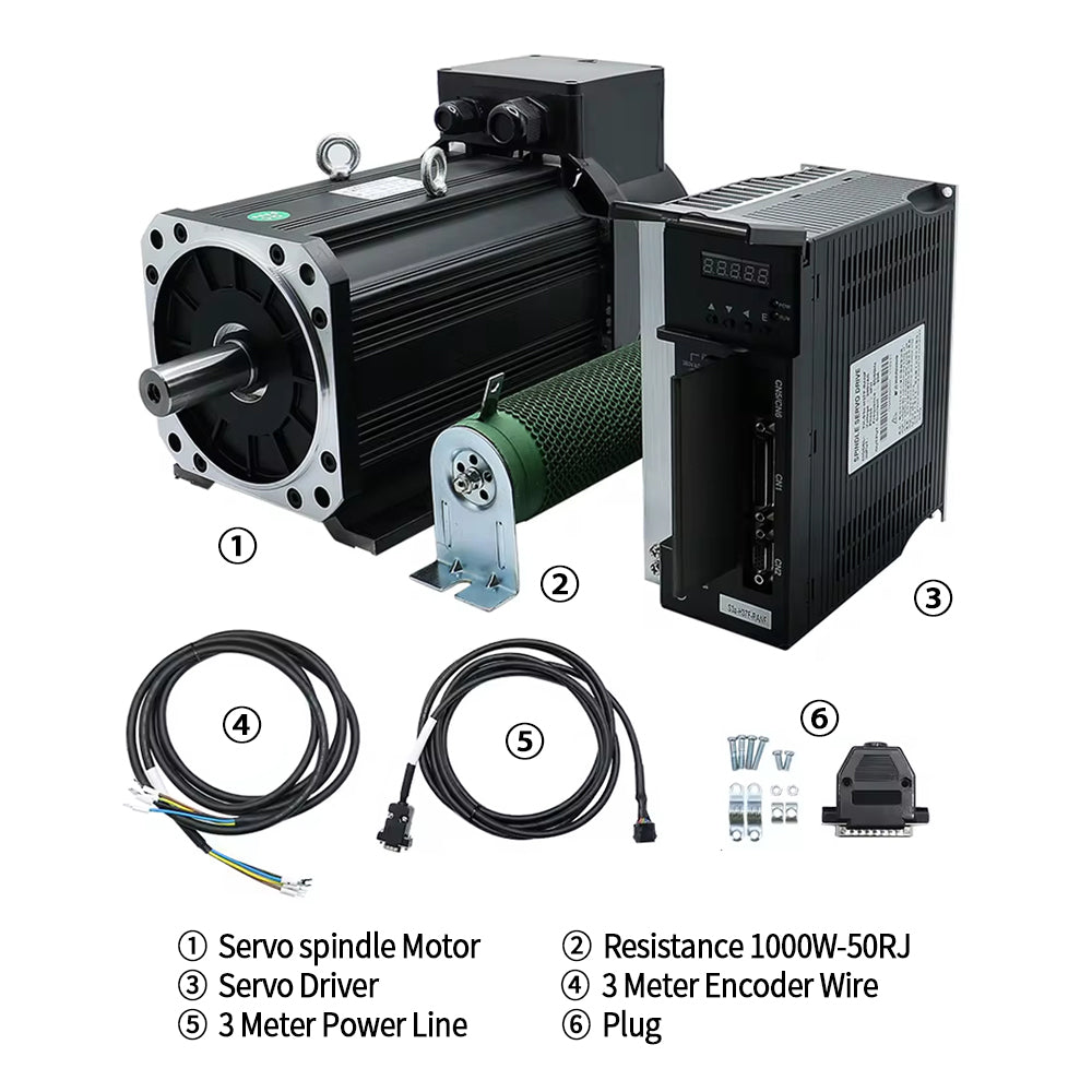 HLTNC 3.7Kw 5.5KW 7.5kw Servo Spindle Motor 23.5Nm 35Nm 48Nm AC 380V Large Torque 6000Rpm 8000Rpm RS485 Kit With Driver For Sorting CNC lathe