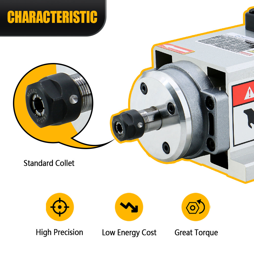 Metal Router Aviation HLTNC 2.2KW Air Cooling Square Spindle 110V 220V 380V 3phase 24000RPM