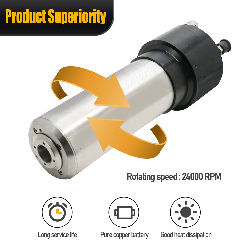 HLTNC HQD ATC Spindle 2.2kw AC220v Automatic Tool Changing Spindle 800Hz 24000RPM ISO20 Tool Holder Water Cooled For CNC