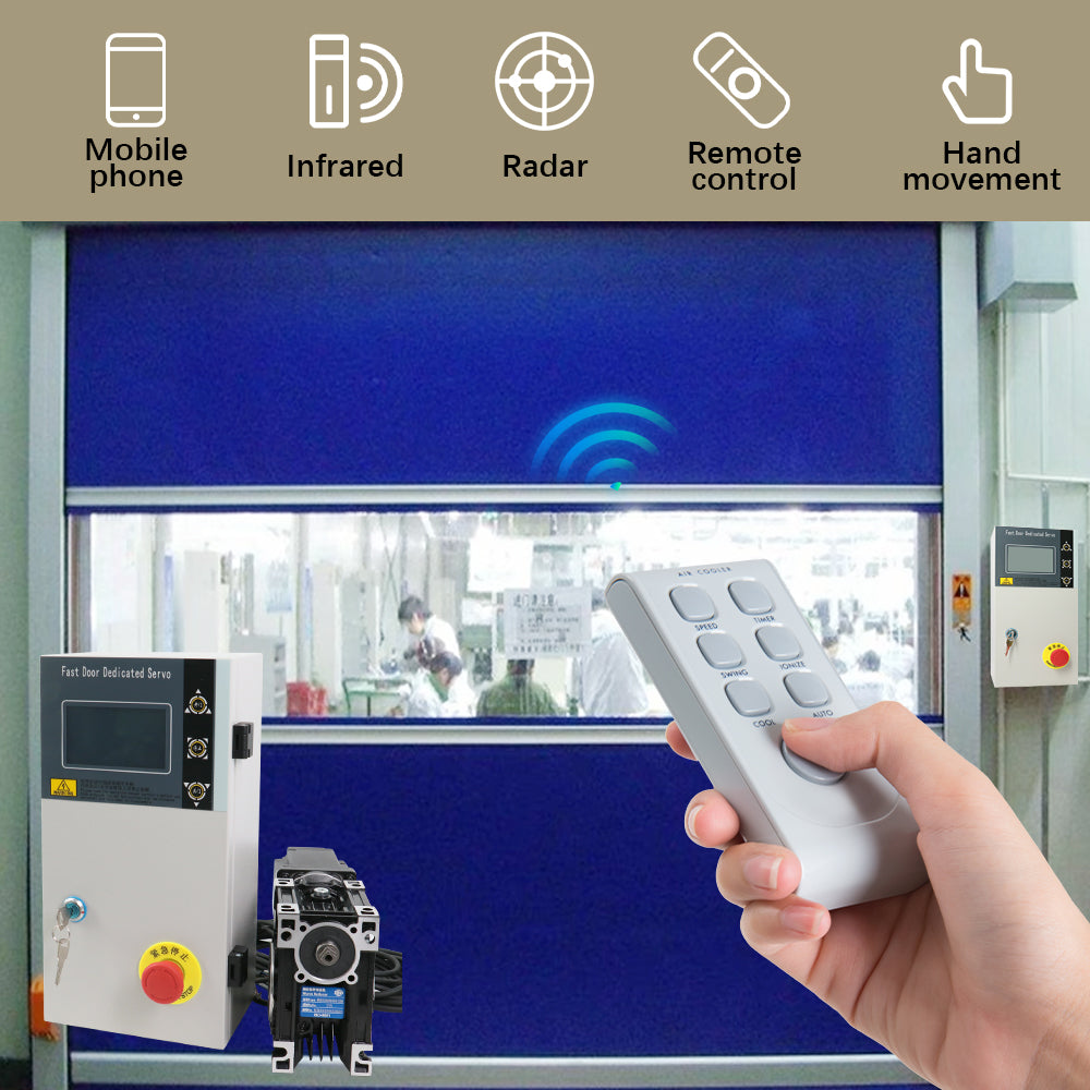 HLTNC Fast Rolling Shutter Industrial Automatic Lifting Electric Radar Induction Stacking Door 400w 750w 1000w Servo Control System With Turbine Reducer For Garage Workshop Logistics Warehouse Multilingual
