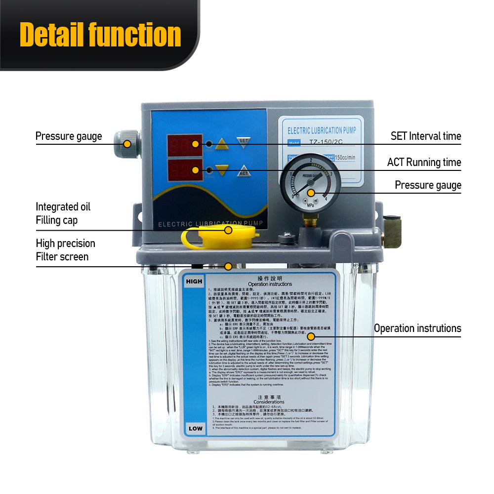 HLTNC 2L 3L 4L Lubricant Pump Automatic Lubricating Oil Pump with Pressure Gauge Semi Automatic or PLC control For CNC Lathe