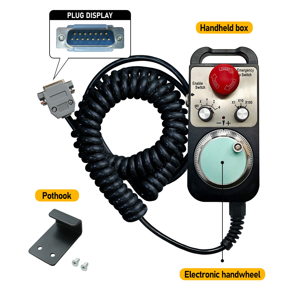 HLTNC Brazil Warehouse New Electronic Handwheel 4 Axle With E-Stop Emergency Stop Handwheel Pulser 5-24V CNC Handwheel Suitable For DDCS