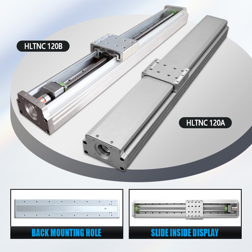 HLTNC 120 Semi Enclosed Fully Enclosed Module Sliding Table Effective Moving Length 150 to 500 + EGR15 Guide Rail + 1610 Screw Nema24 Nema32 60 80 Motor