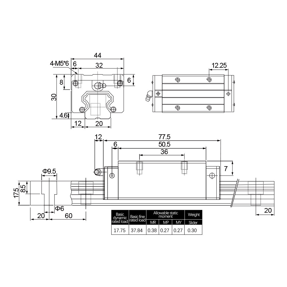 HLTNC HGH20CA Linear Guide Block HGR20 Square Carriages with Grease Nipple Linear Rail Bearing For CNC Router