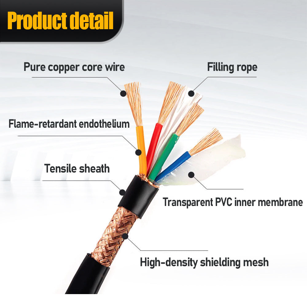 HLTNC 16 AWG 1mm² RVVP 4 Core Shielded Cable Pure Copper Metal Braided