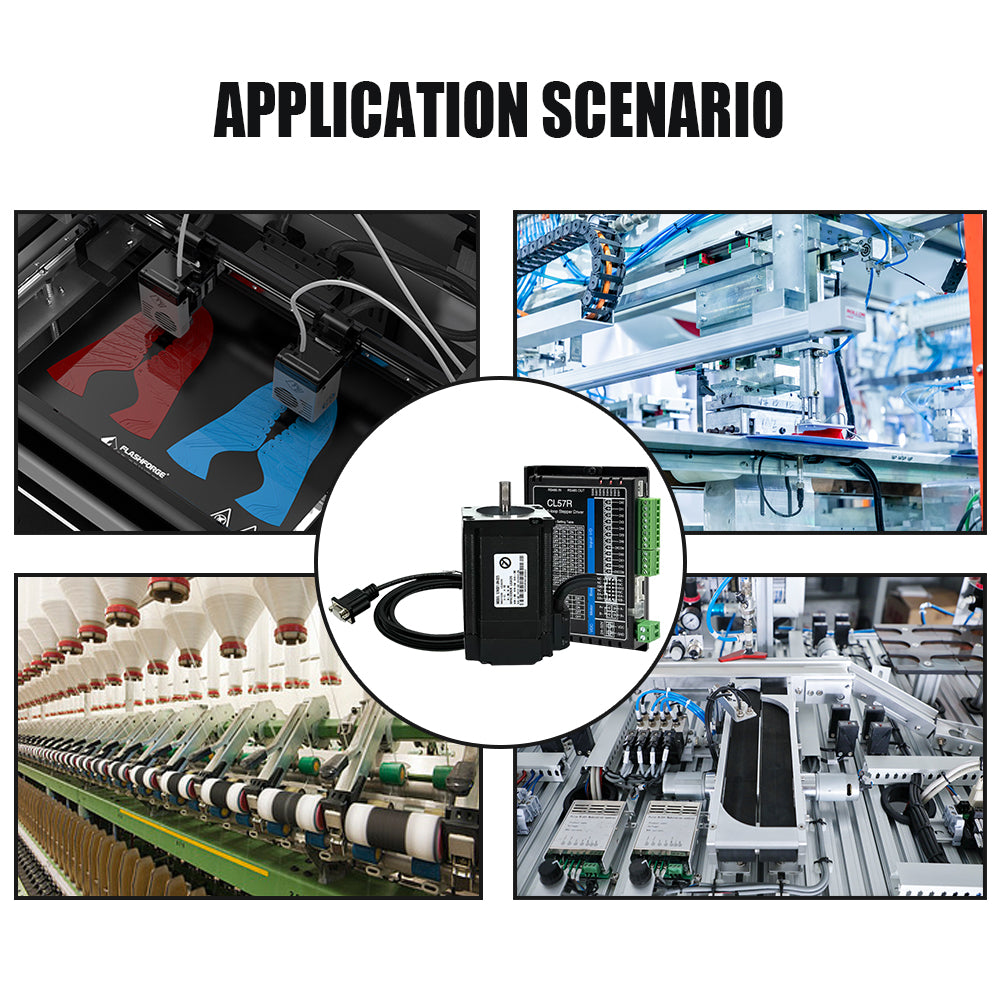 HLTNC Nema23 Close Loop Stepper Motor & CL57R Driver DC 24V-48V With RS485 Communication Support Modbus RTU protocol For CNC Router