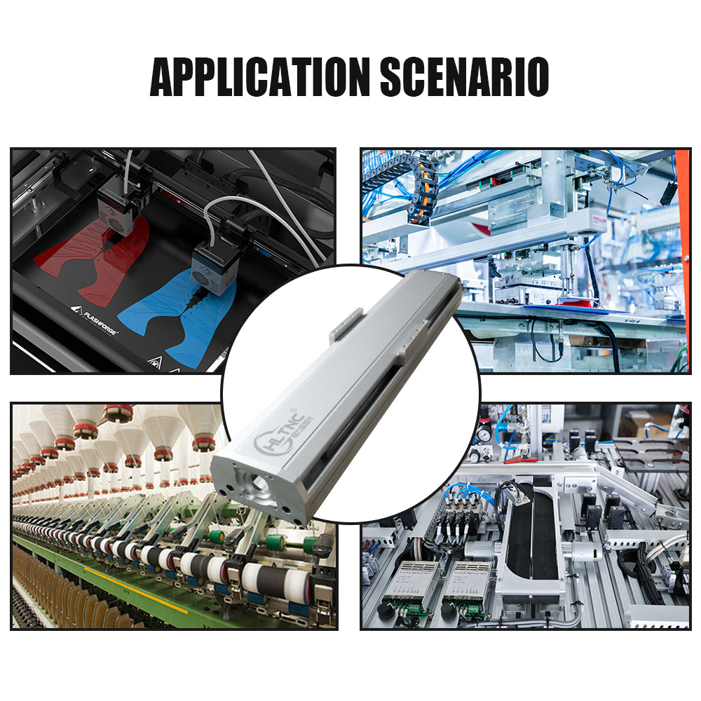 HLTNC 170 Semi Enclosed Fully Enclosed Module Sliding Table Effective Moving Length 150 to 500 + HGR15 Guide Rail + 2010 Screw Nema24 Nema32 60 80 Motor