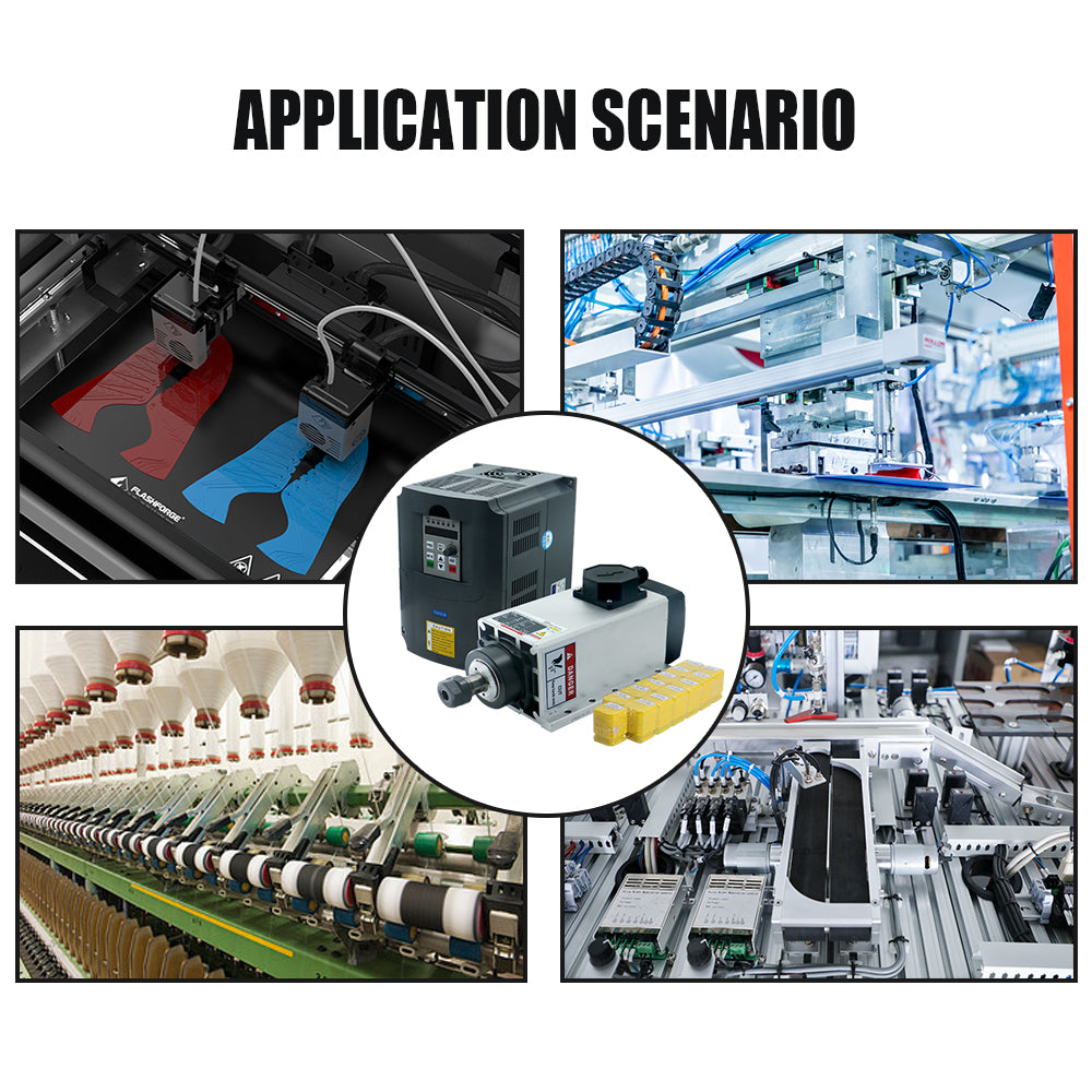 HLTNC Air Cooling Spindle Motor Kit 3500w 3.5kw Air Cooled Square Spindle 18000RPM + 4kw YL620-H 220V VFD Inverter + 13pcs ER20 For Milling
