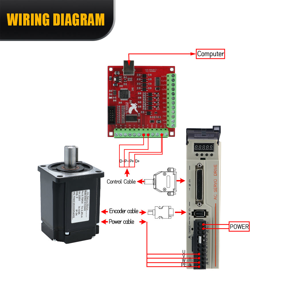 HLTNC Hot Sales Servo Motor 400w 600w 750w 1000w Servo Driver 17bit Absolute Encoder AC 110V 220V 1.27Nm - 3.8Nm 543ozin For CNC Engraver