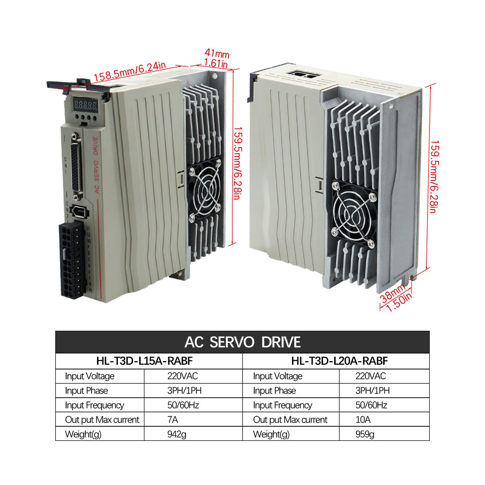 HLTNC Hot Sales Servo Motor 400w 600w 750w 1000w Servo Driver 17bit Absolute Encoder AC 110V 220V 1.27Nm - 3.8Nm 543ozin For CNC Engraver