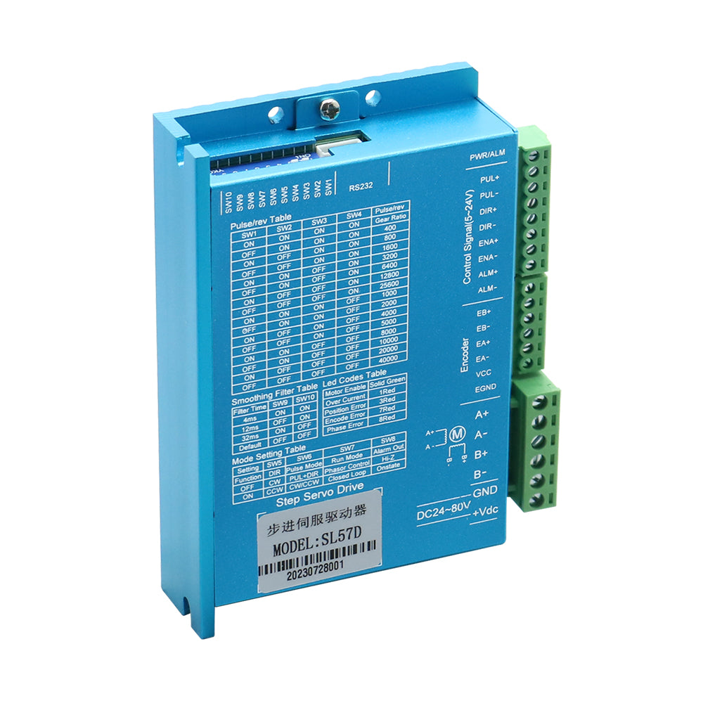 HLTNC SL57D Stepper Motor Drive 0-200kHz DC24-80V 51200ppr 6A Suit for Nema23 Nema24 Stepper Motor