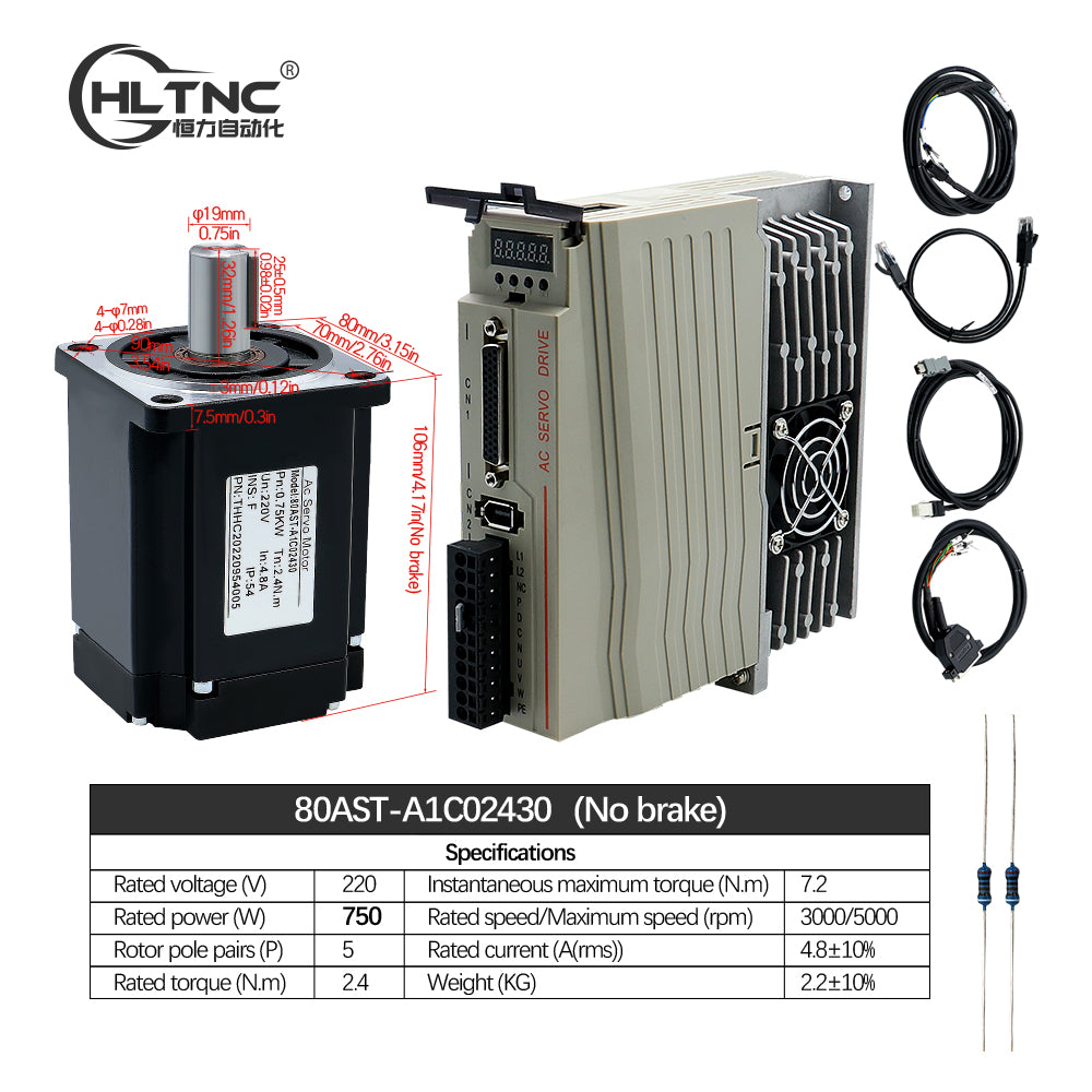 Absolute Encoder Driver HLTNC T3D AC Servo Motor Driver Kit 750W 1000W 17bit Absolute Encoder