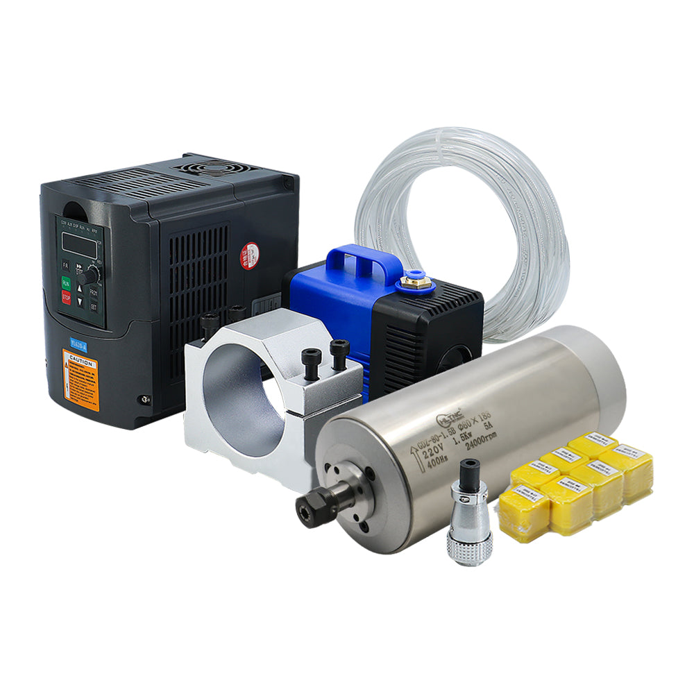 HLTNC Sales Water Cooling Spindle Motor Kit 1.5kw 1500w Round Spindle 24000RPM + VFD Inverter With RS485 + 7 pcs ER11 For CNC Milling