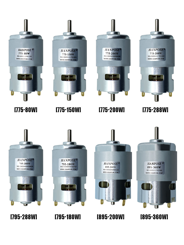 HLTNC Brushed DC Motor 775/795/895 80-360W Double Ball Bearing 4000-12000RPM DC12-24 Universal 0.2-0.98N.m