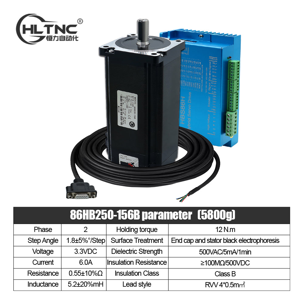 HLTNC Nema34 Stepper Motor Open Loop or Close Loop DC Engines 12Nm with Driver DM860H / HBS86H +3M Encoder Cables For CNC Router
