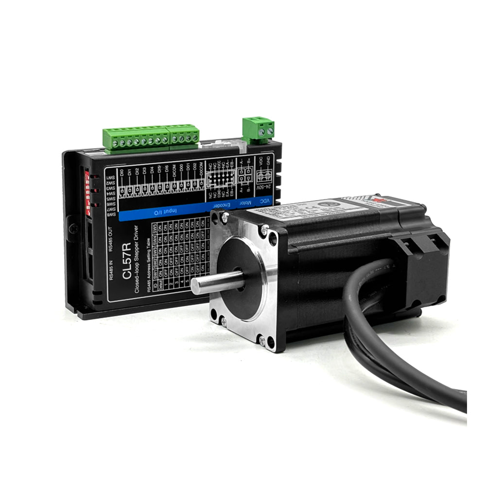 HLTNC Nema23 Close Loop Stepper Motor & CL57R Driver DC 24V-48V With RS485 Communication Support Modbus RTU protocol For CNC Router