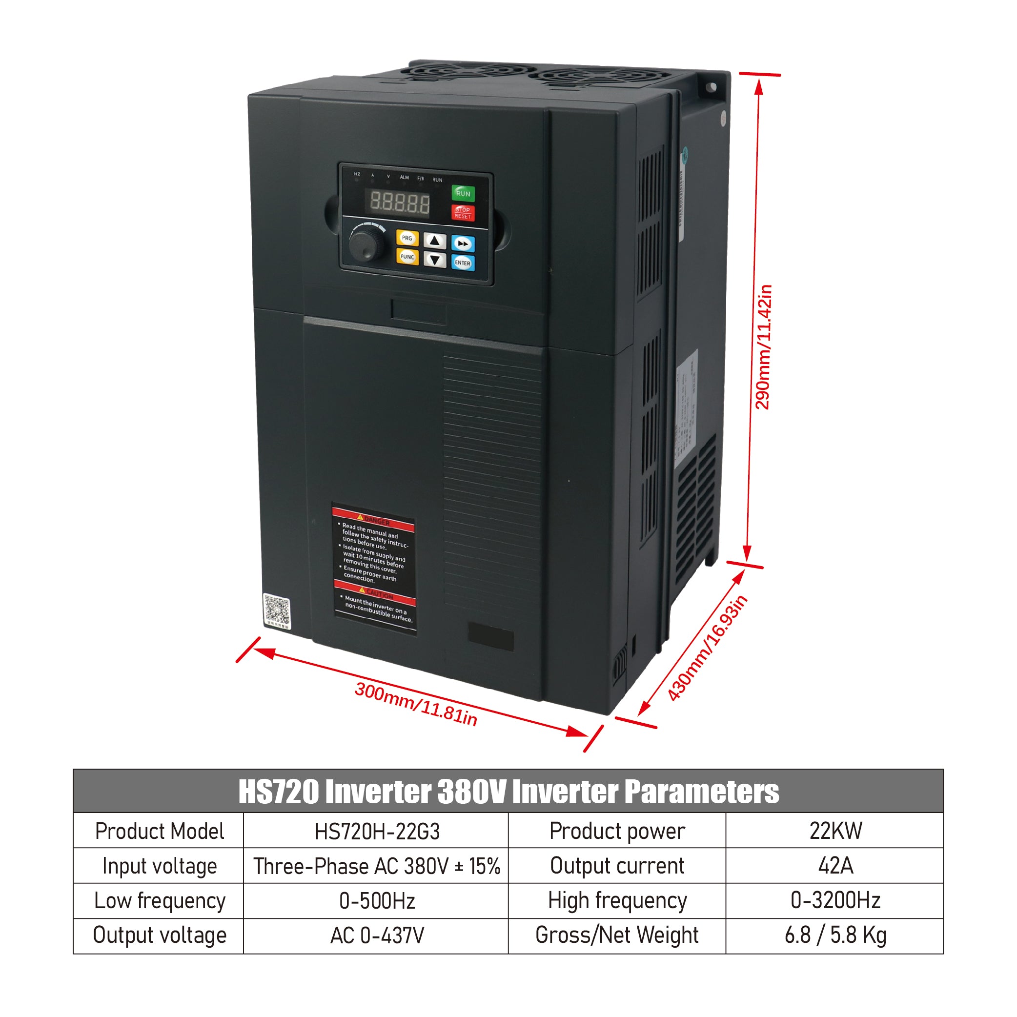 HLTNC HS720 Inverter 7.5kw 11kw 55kw To 280kw High Power Three Phase AC 380V 0-500HZ 0-3200hz Dual Screen Heavy Duty Frequency Converter
