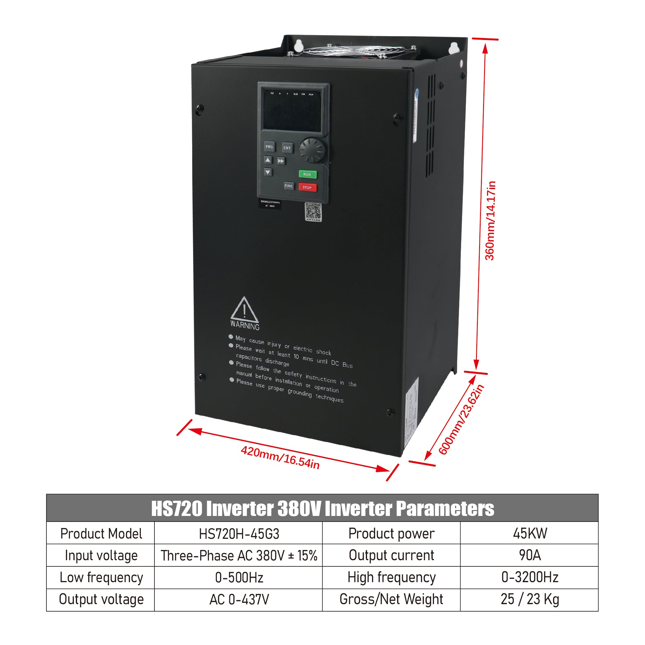 HLTNC HS720 Inverter 7.5kw 11kw 55kw To 280kw High Power Three Phase AC 380V 0-500HZ 0-3200hz Dual Screen Heavy Duty Frequency Converter