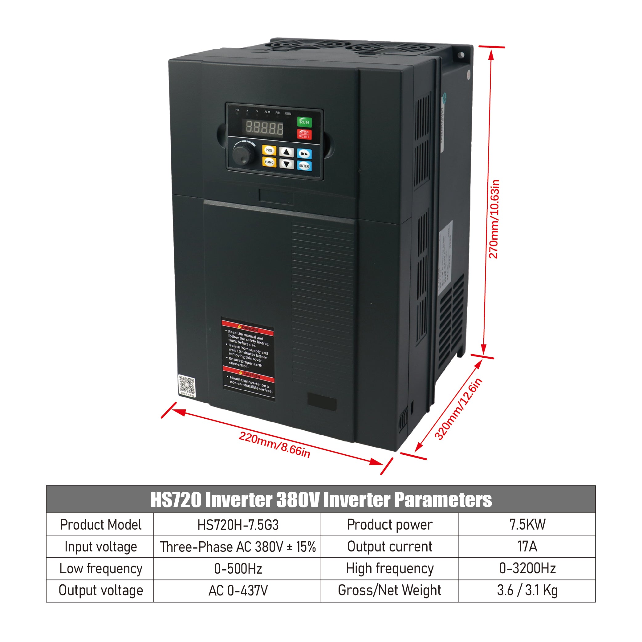 HLTNC HS720 Inverter 7.5kw 11kw 55kw To 280kw High Power Three Phase AC 380V 0-500HZ 0-3200hz Dual Screen Heavy Duty Frequency Converter